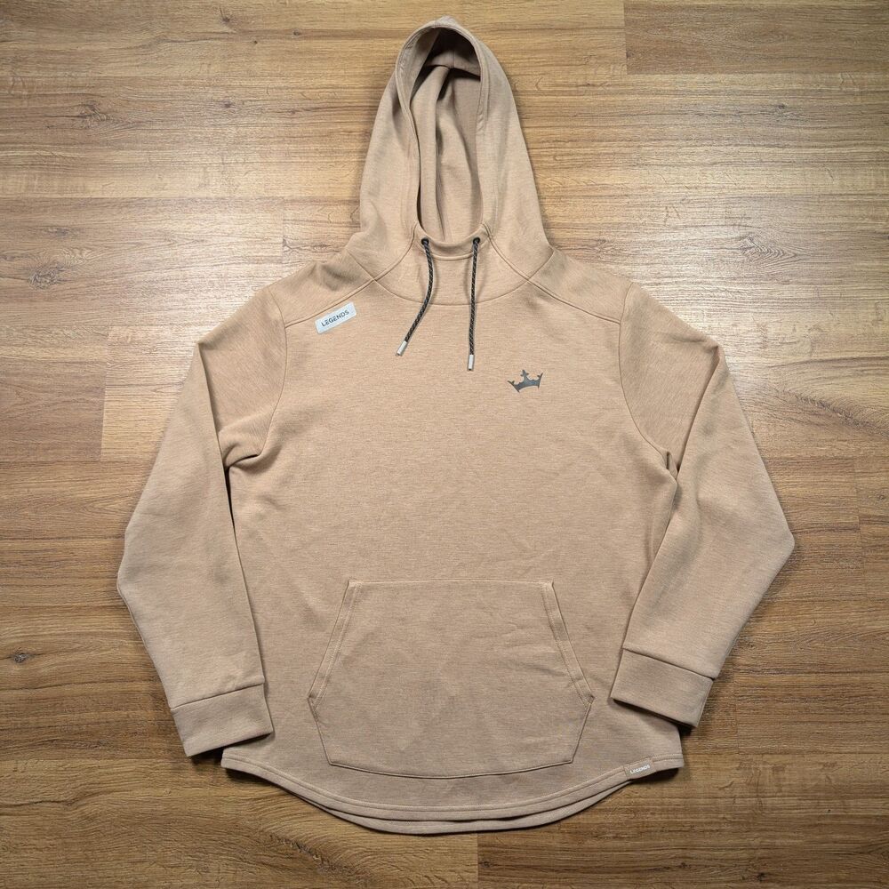 Legends Hawthorne Tech Hoodie Mens XL Beige Curved Hem Performance Sweatshirt